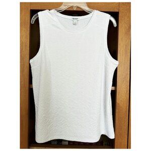 Old Navy White Waffle Cloth Floral Pattern Tank Top Size L